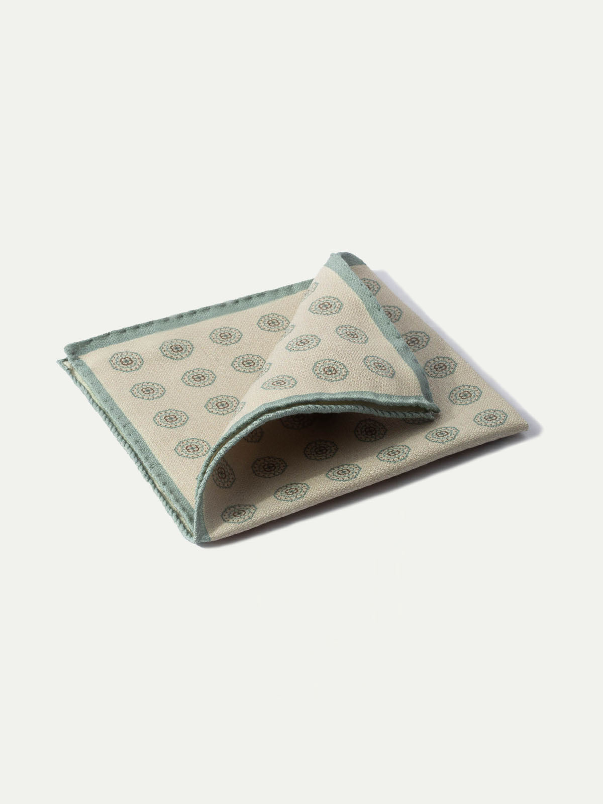 Beige and sage reversible pocket square - Made in Italy