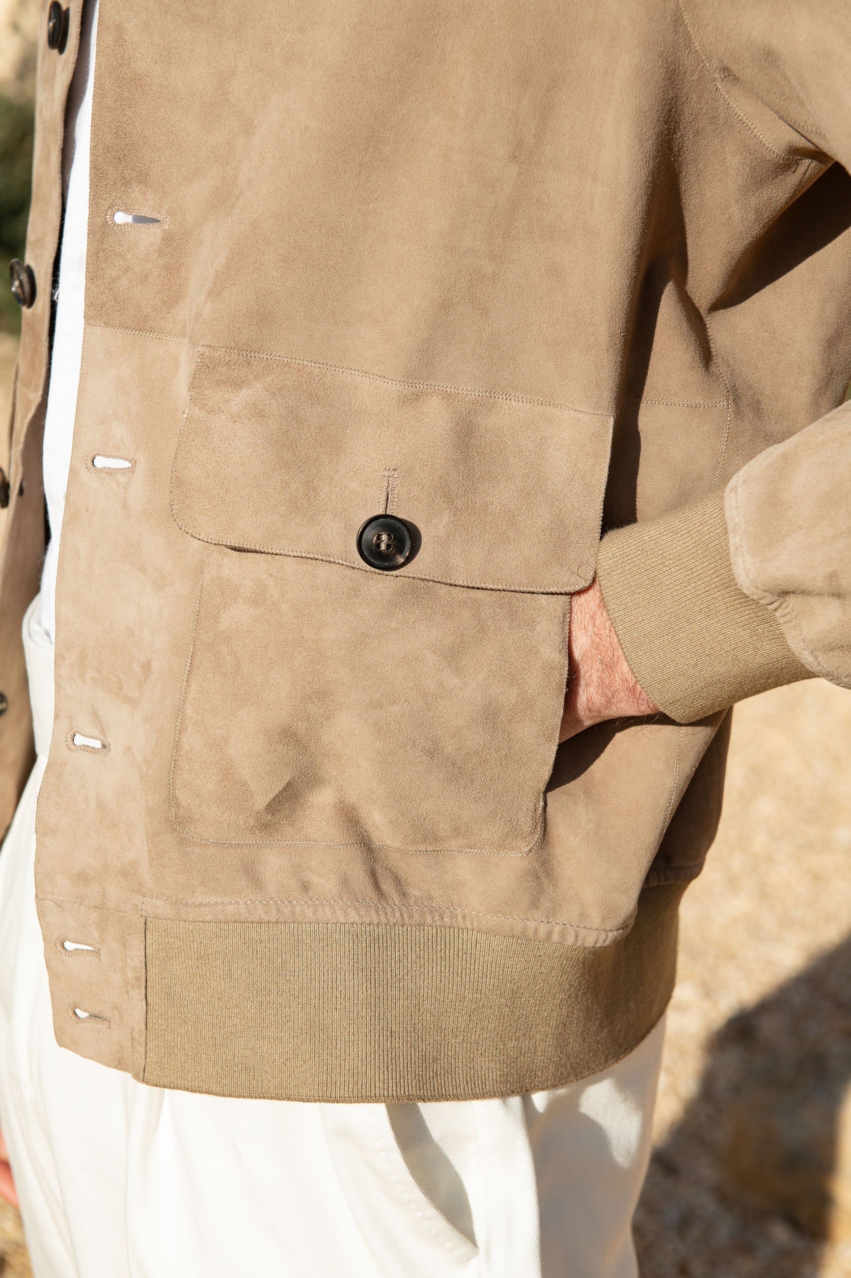 Beige soft suede Nuvola jacket – Made in Italy