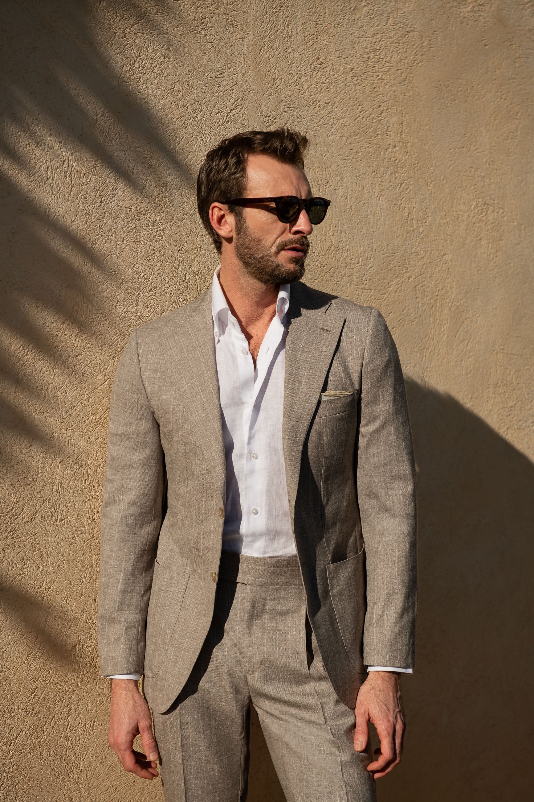 Beige striped suit - Made in Italy