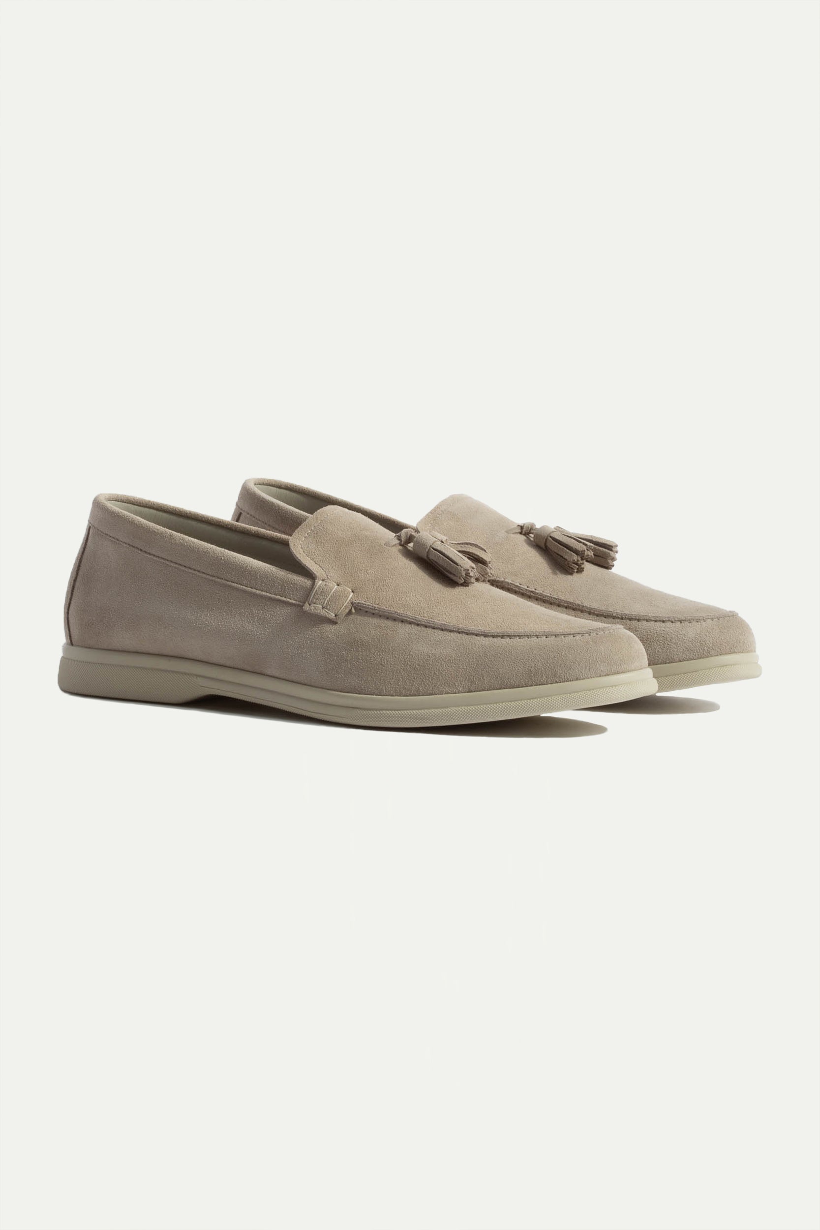 Sand suede tassel loafers - Made In Italy