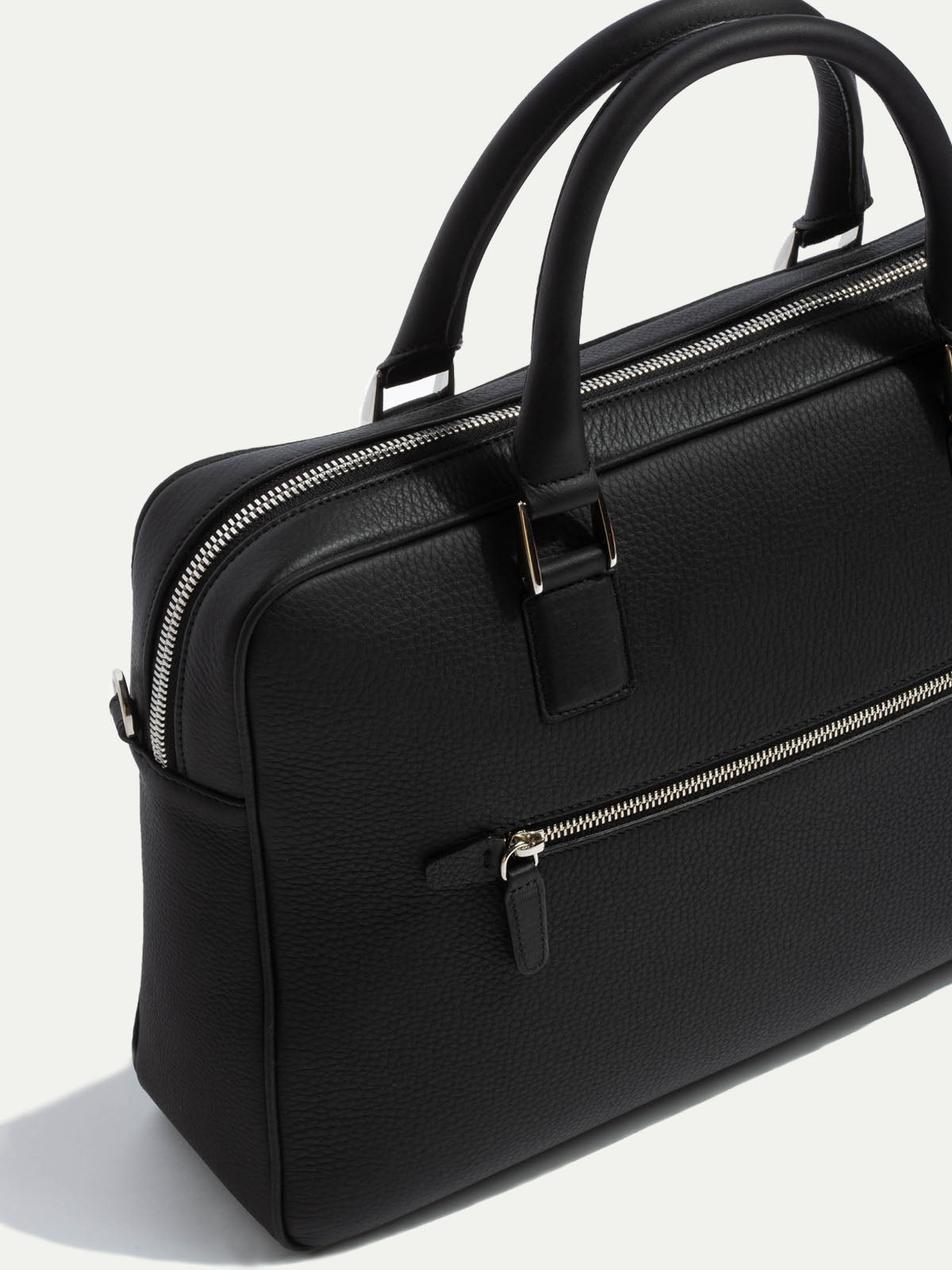 Black leather briefcase Made in Italy Pini Parma