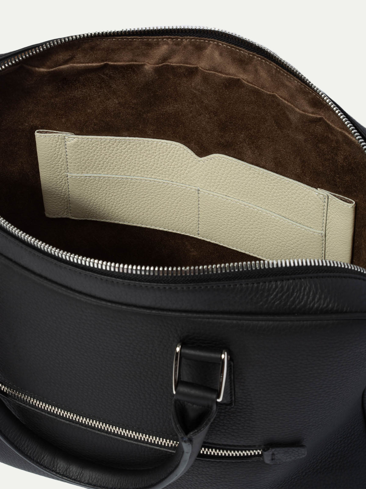 Black leather briefcase Made in Italy Pini Parma