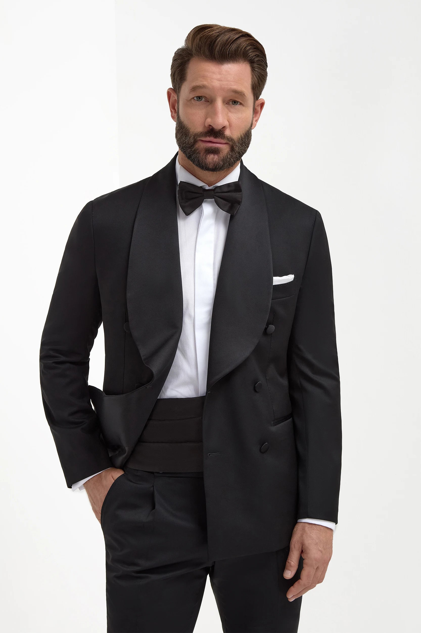 Black double breasted tuxedo jacket