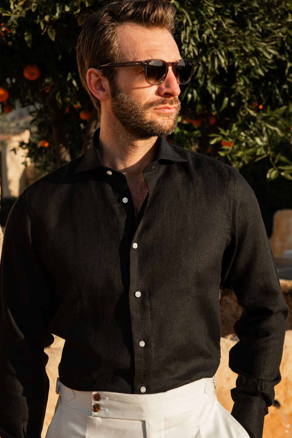 Ocean Echo Shirt in Black Linen main image 0