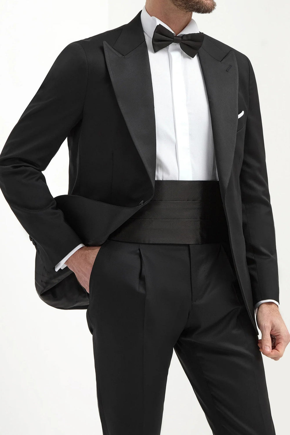 All Black Tux With White Bow Tie Black Notch Lapel Tux Black By Vera Wang Tuxedo Rental