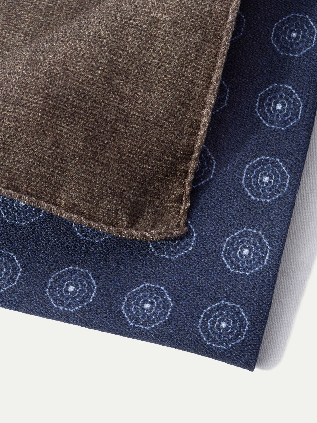Blue and brown reversible pocket square - Made in Italy