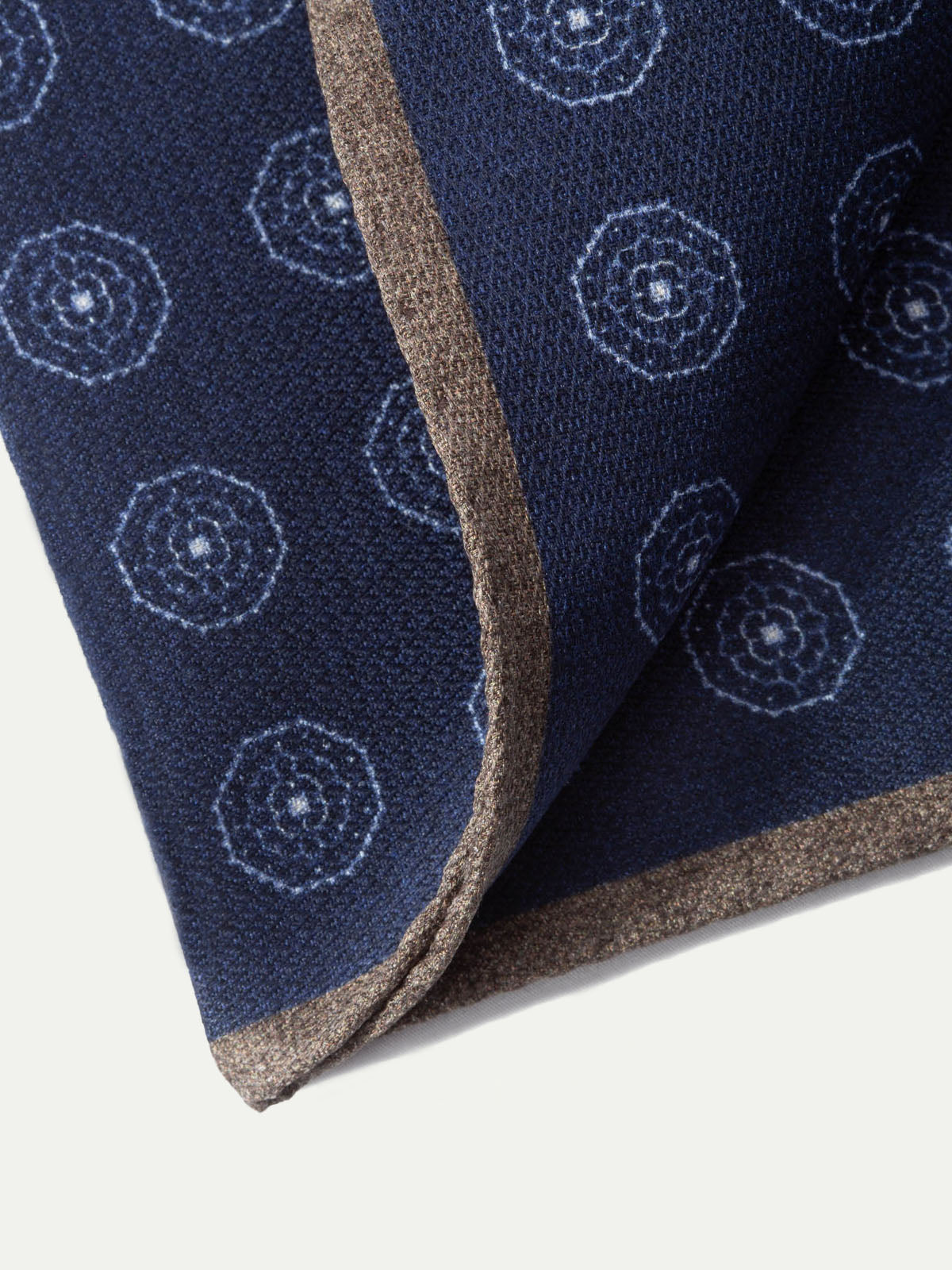 Blue and brown reversible pocket square - Made in Italy