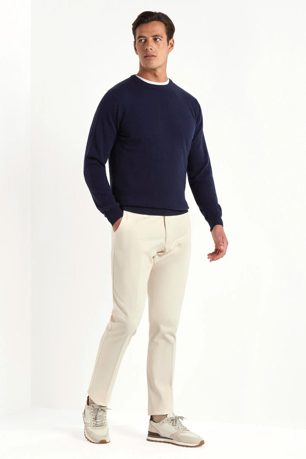 Blue cashmere round neck – Made in italy