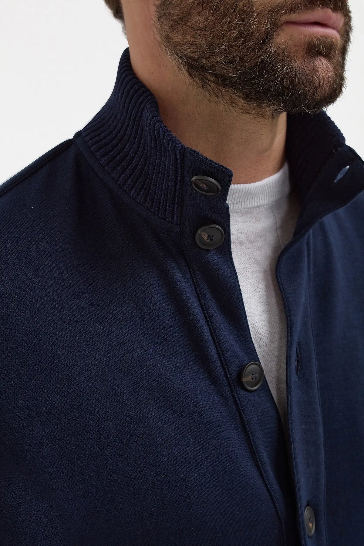 Bomber blu in maglia di cotone – Made in Italy