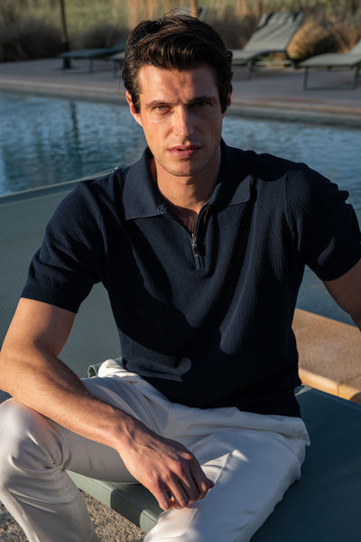 値下げ　MADISONBLUE POLO KNIT　ネイビー ニットポロ POLO KNIT MESH MB251－8702