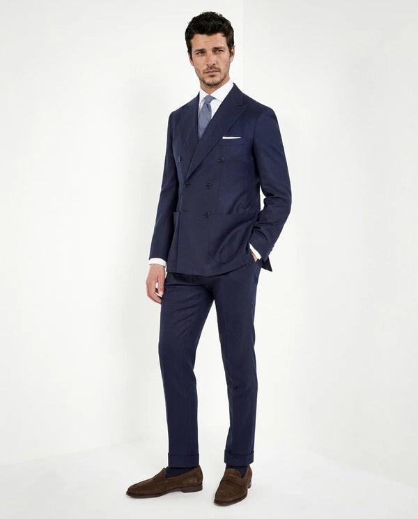Pantaloni Soragna blu  in flanella  - Made in Italy