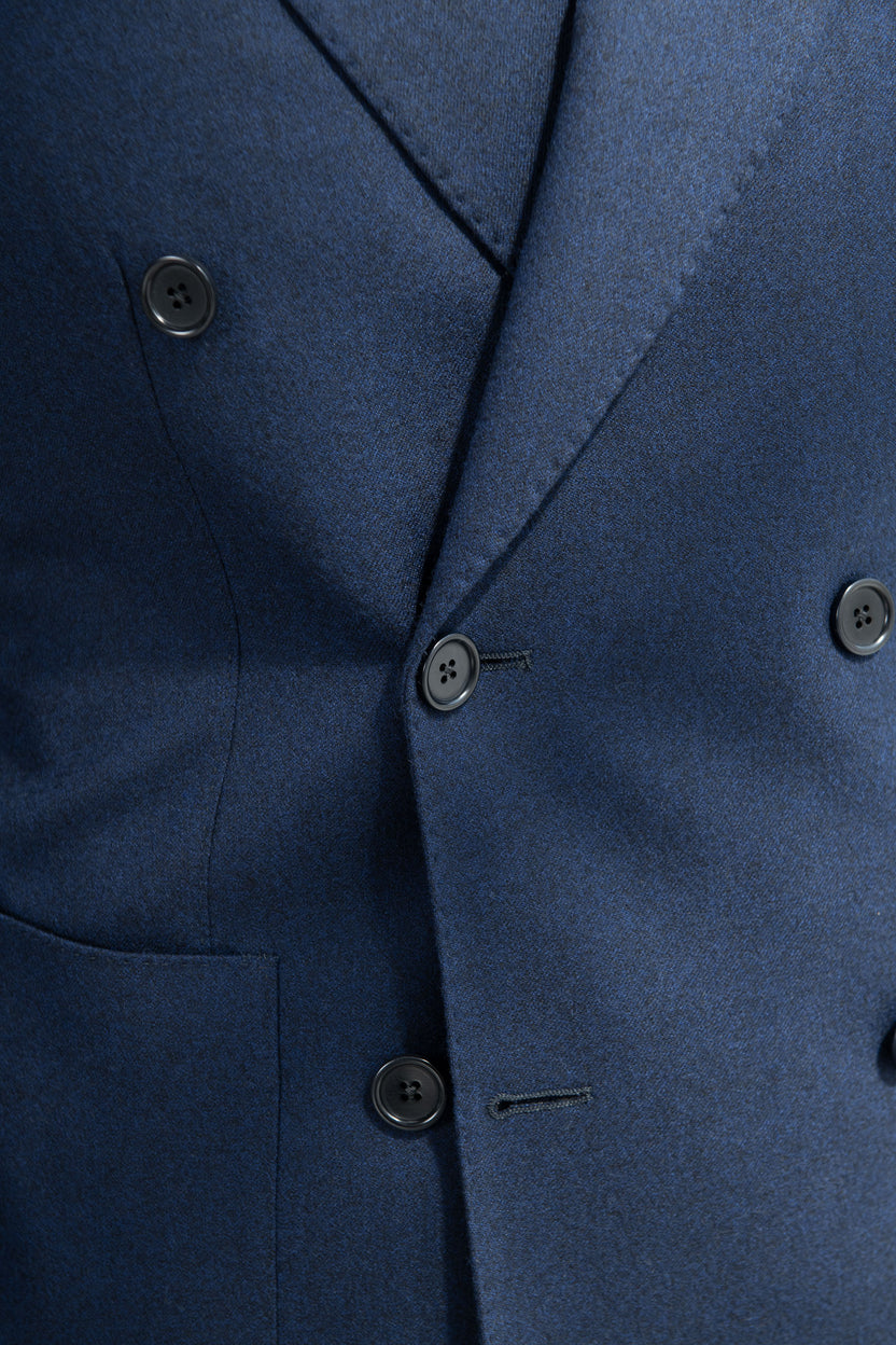 Seed-stitch Double Breasted Jacket Blue main image 1