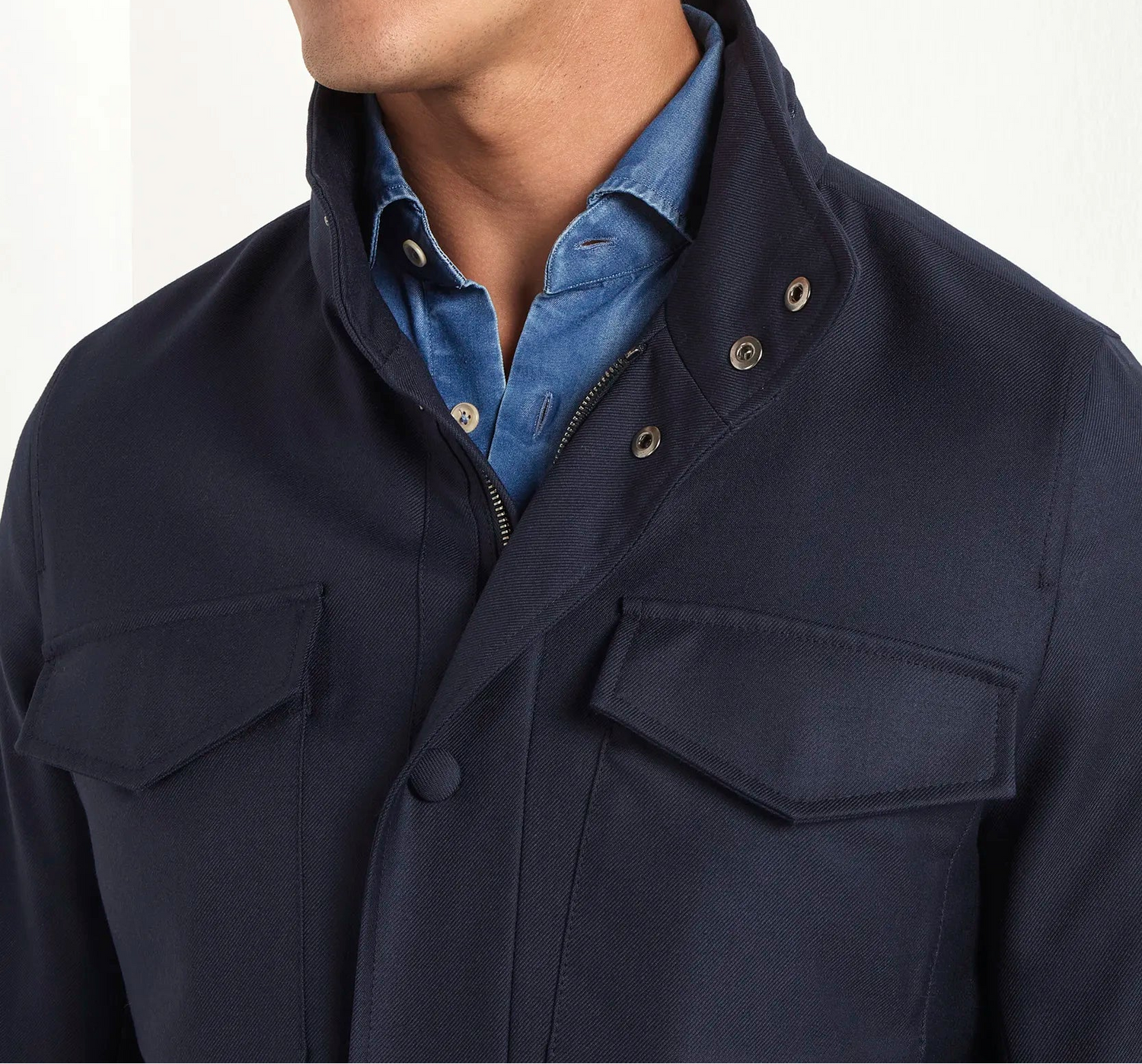blue field jacket, men's field jacket, italian field jacket, blue cotton jacket, luxury men's jacket, elegant men's outerwear, refined field jacket, tailored blue jacket, premium italian jacket, sophisticated men's jacket, timeless italian outerwear, upscale men's field jacket, classic blue jacket, italian craftsmanship jacket, premium men's field jacket, refined italian jacket