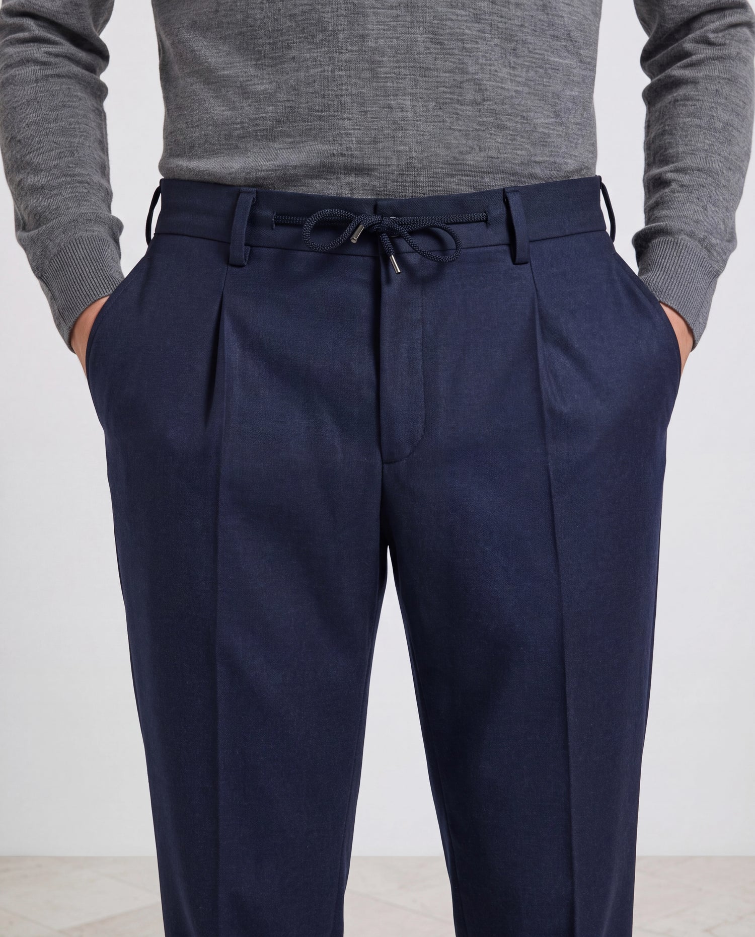 Blue flannel Como trousers - Made in Italy