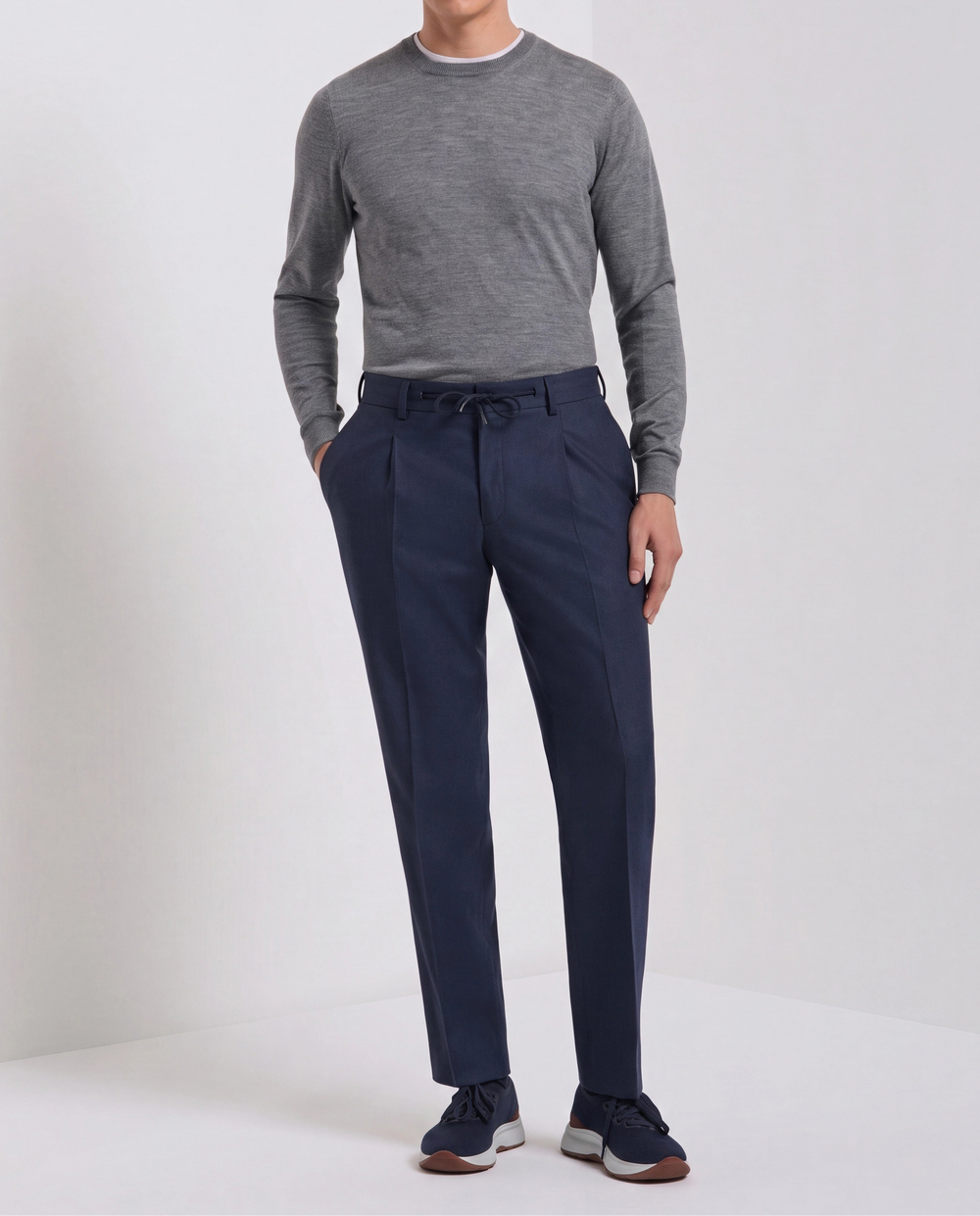 Pantaloni Como blu in flanella - Made in Italy