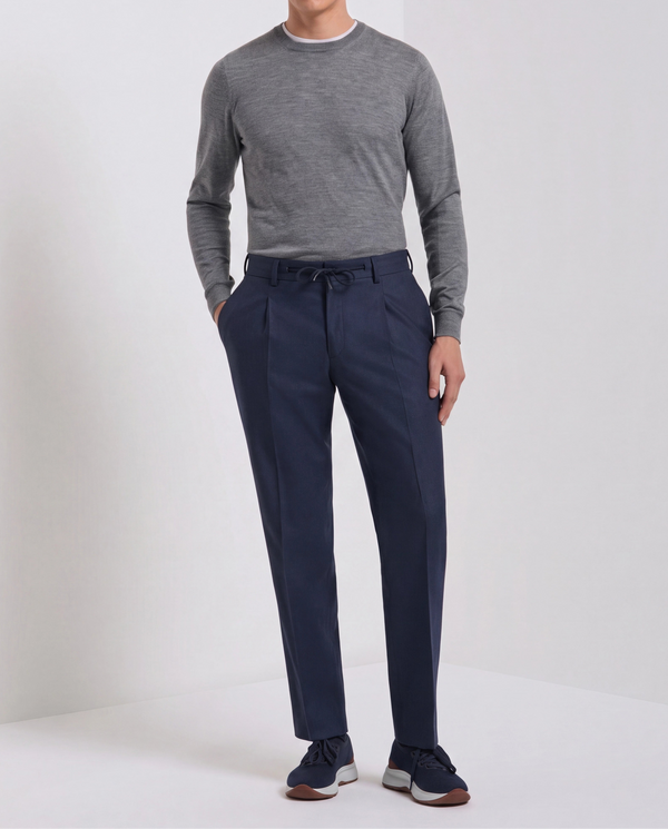 Pantaloni Como blu in flanella - Made in Italy