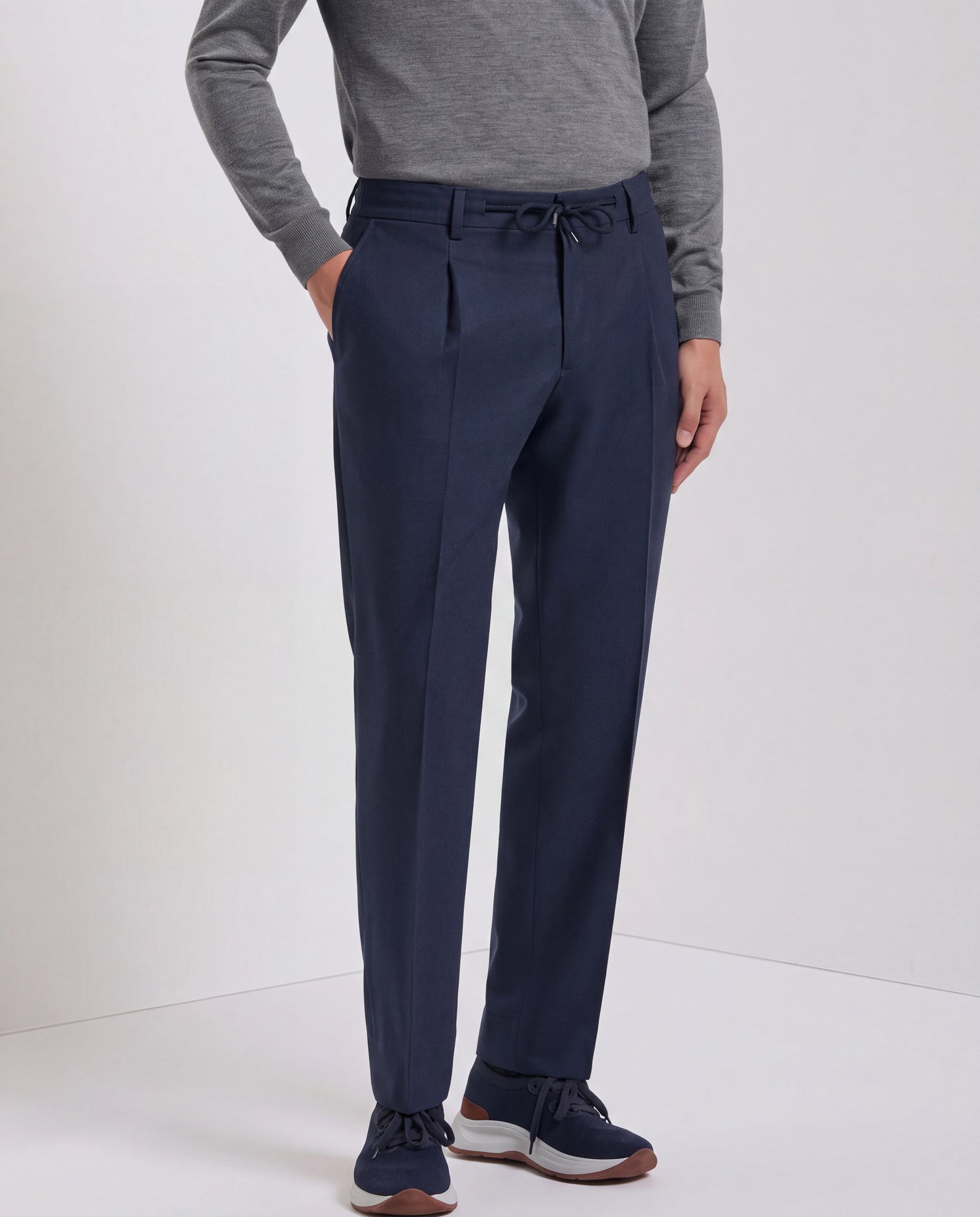 Blue flannel Como trousers - Made in Italy
