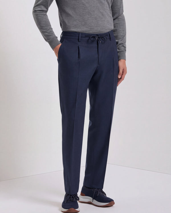 Pantaloni Como blu in flanella - Made in Italy
