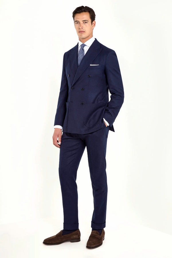 Pantalone blu Soragna in flanella - Made in Italy