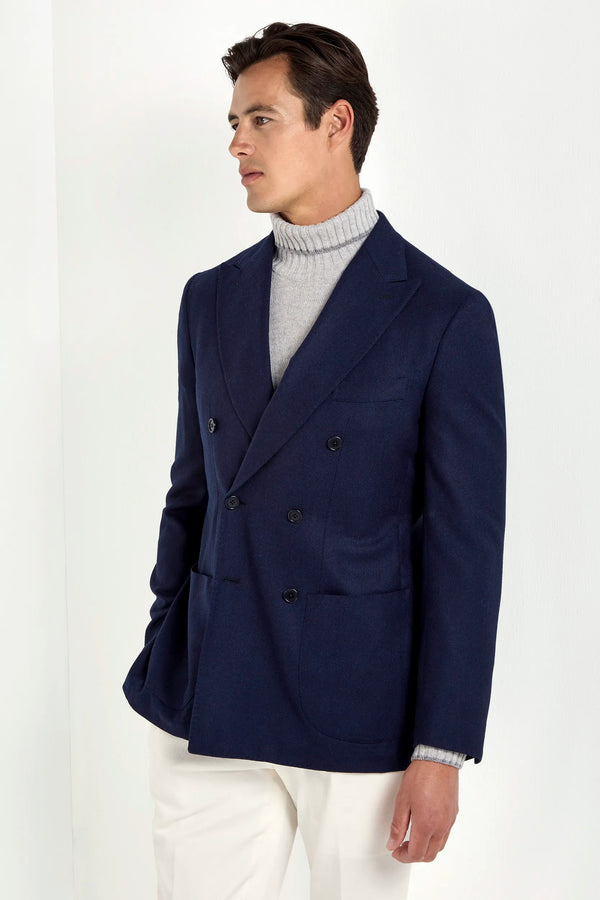 Giacca doppiopetto flanella blu - Made in Italy