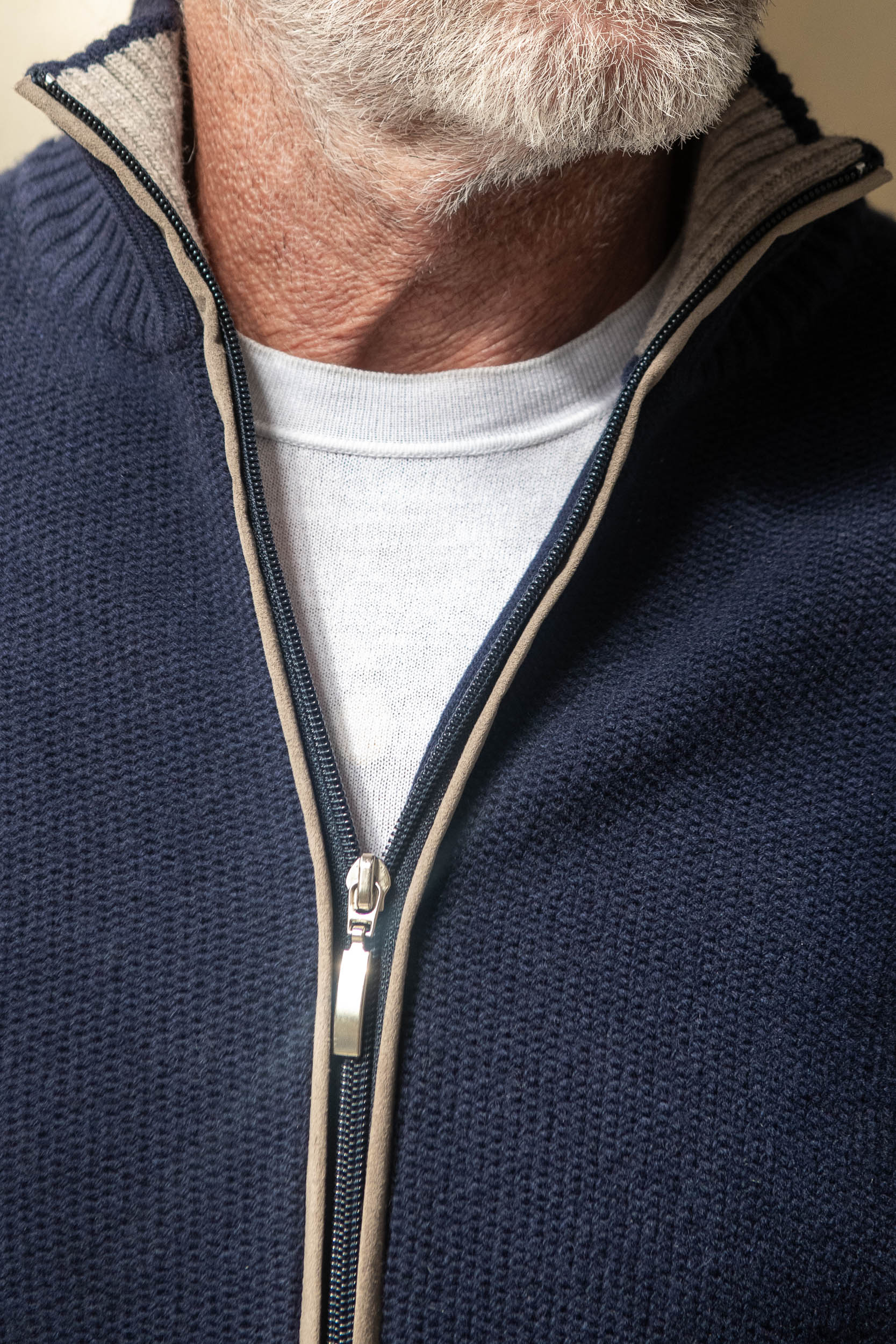 Blue honeycomb cashmere blend full zip – Made in Italy