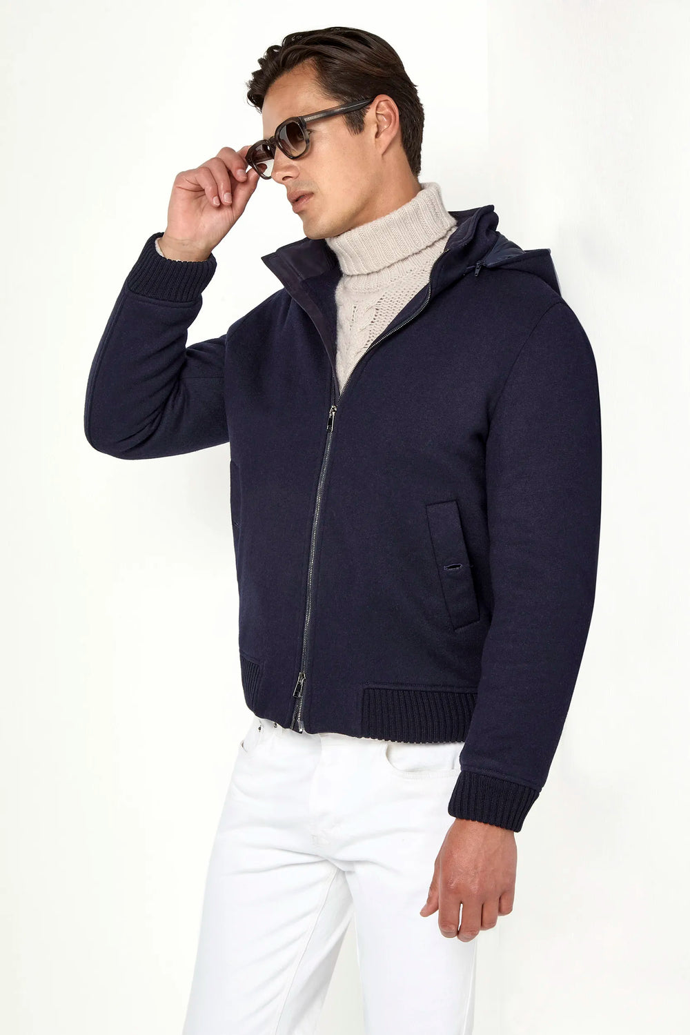 blue hooded bomber, men's hooded bomber, italian hooded bomber, blue bomber jacket, luxury men's bomber, elegant men's bomber, refined hooded bomber, tailored blue bomber, premium italian bomber, sophisticated men's bomber, timeless italian bomber, upscale men's bomber, classic blue bomber, italian craftsmanship bomber, premium men's blue bomber, refined italian bomber