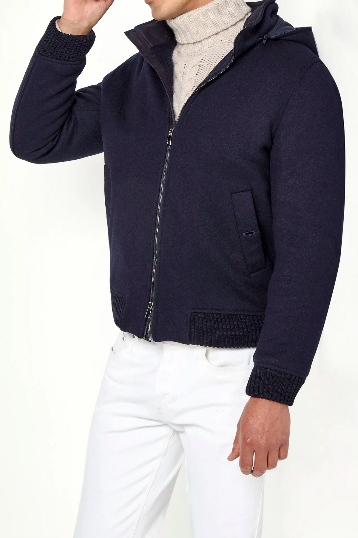 blue hooded bomber, men's hooded bomber, italian hooded bomber, blue bomber jacket, luxury men's bomber, elegant men's bomber, refined hooded bomber, tailored blue bomber, premium italian bomber, sophisticated men's bomber, timeless italian bomber, upscale men's bomber, classic blue bomber, italian craftsmanship bomber, premium men's blue bomber, refined italian bomber