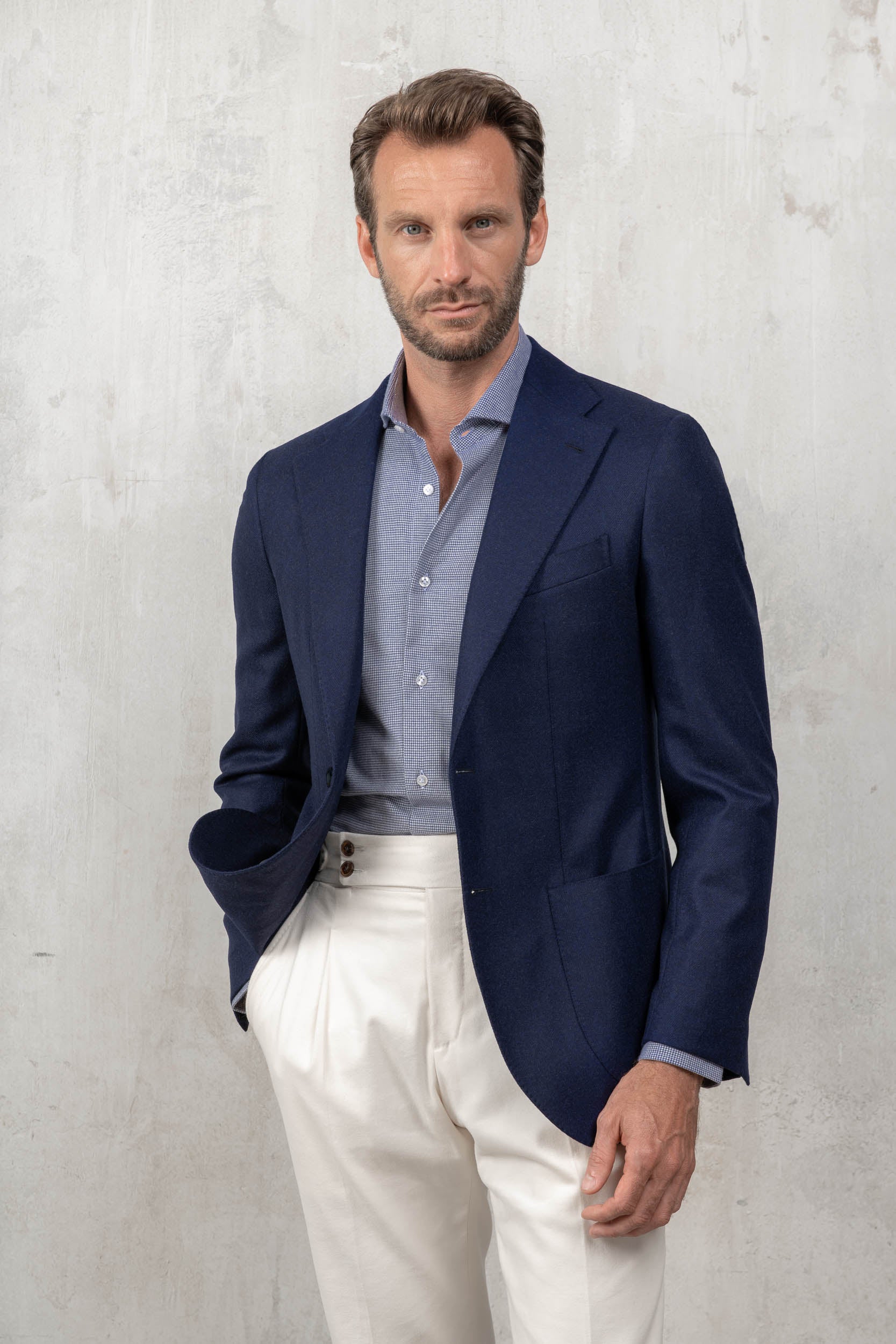 Blue jacket in Loro Piana wool and cashmere - Made in Italy