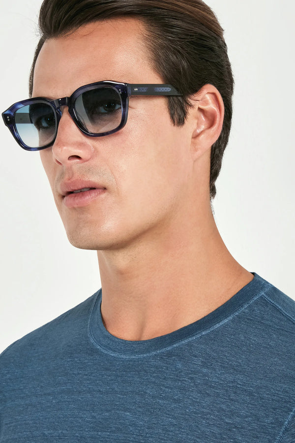 men Pini Parma blue t-shirt made in italy in linen 