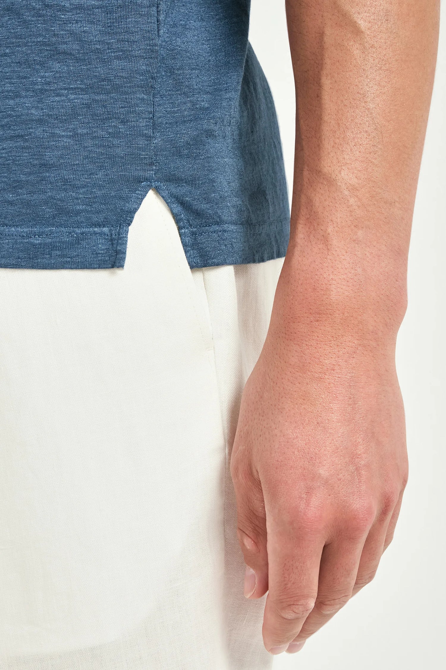men Pini Parma blue t-shirt made in italy in linen 
