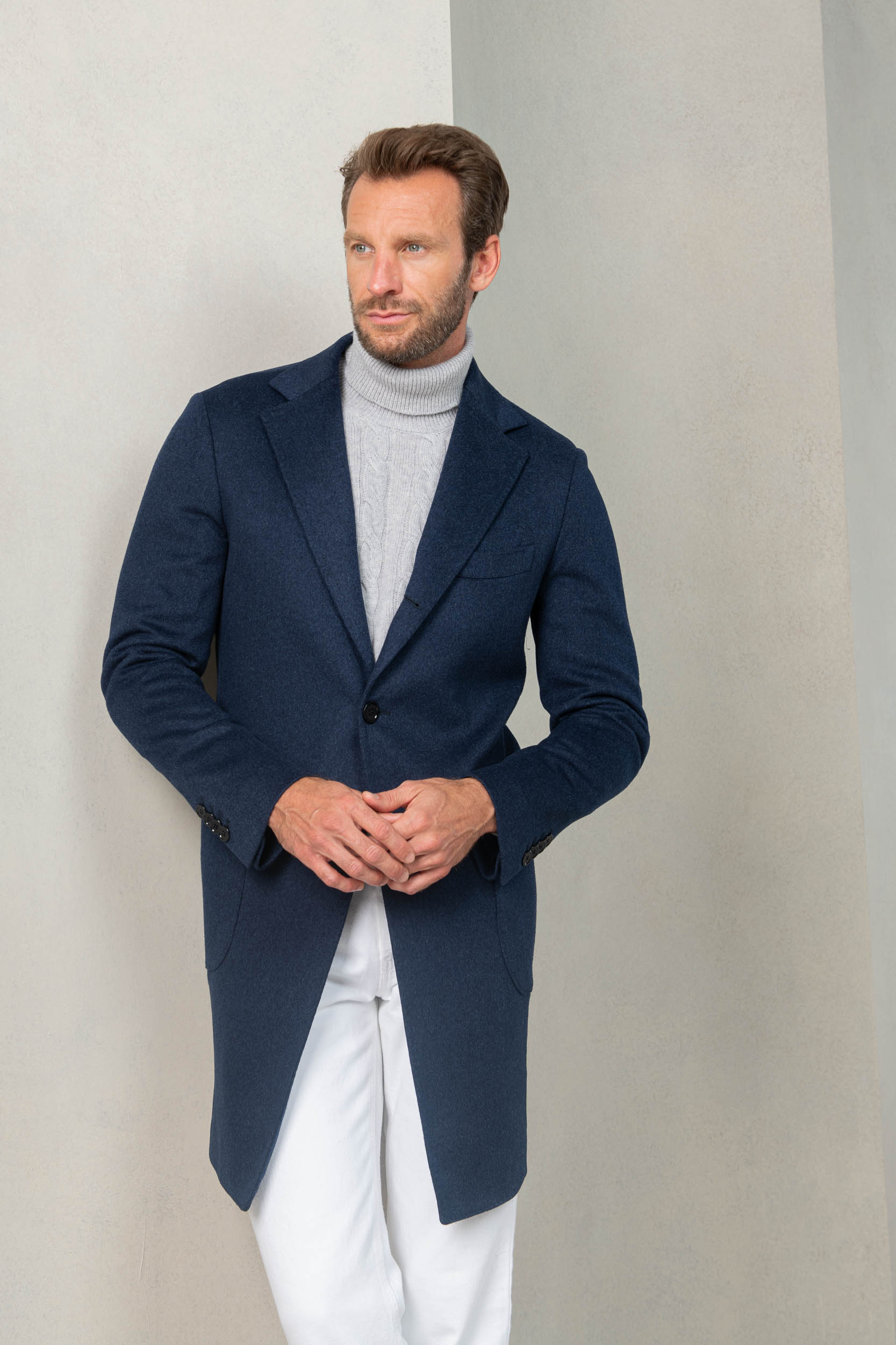 Woolen Blue Coat | Made In Italy | Pini Parma