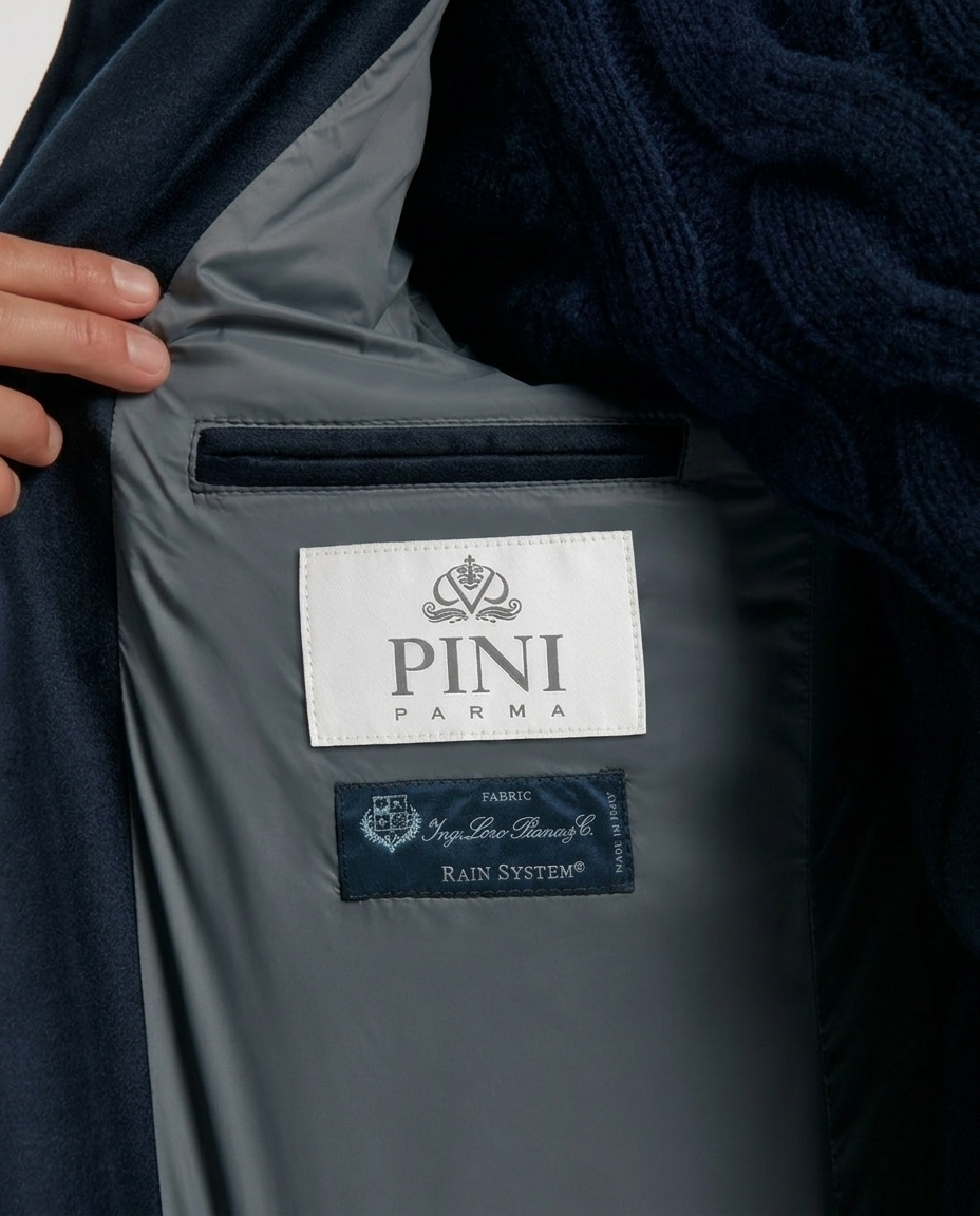 Blue wool and cashmere padded coat - Made in Italy