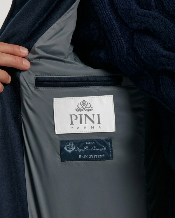 Blue wool and cashmere padded coat - Made in Italy