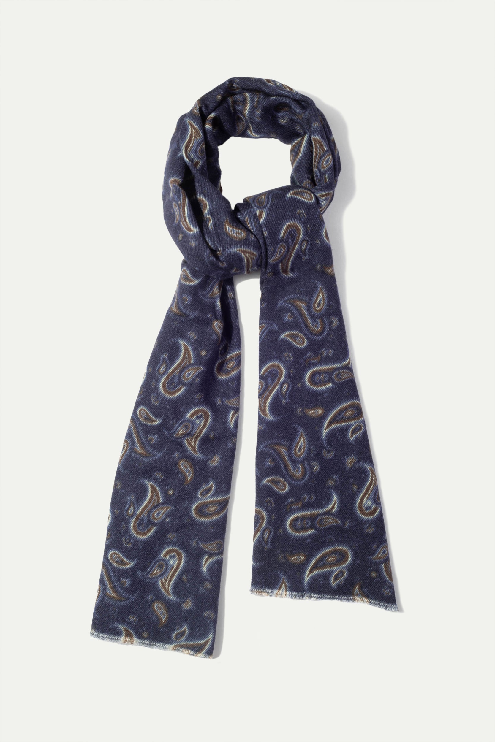 Écharpe réversible bleue à motif cachemire - Made in Italy