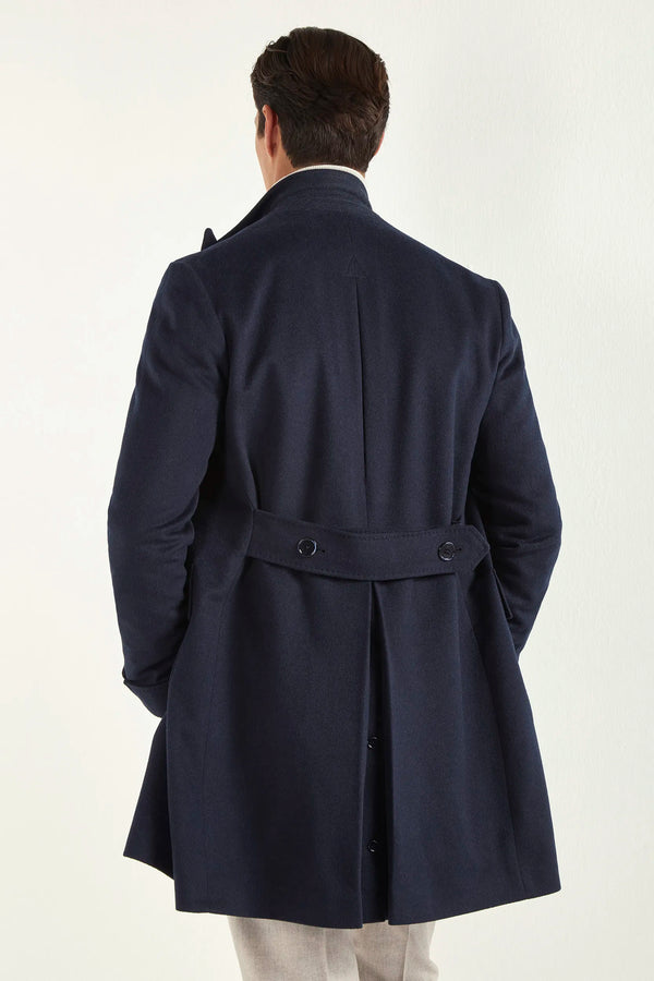 Manteau en tissu lainage - bleu foncé - Yves Salomon Manteau en tissu lainage - bleu foncé - Yves Salomon