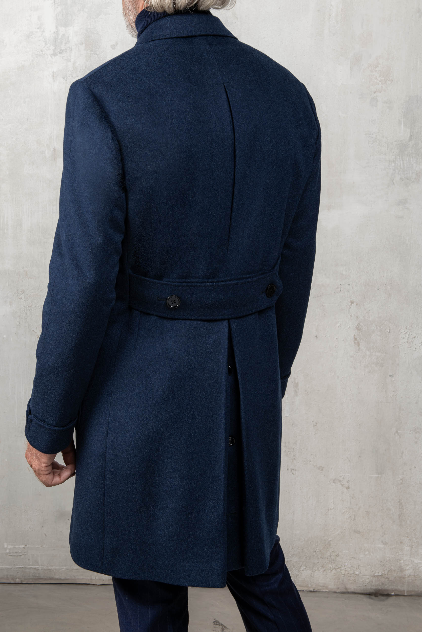 Blue Polo Coat in Loro Piana wool – Made in Italy