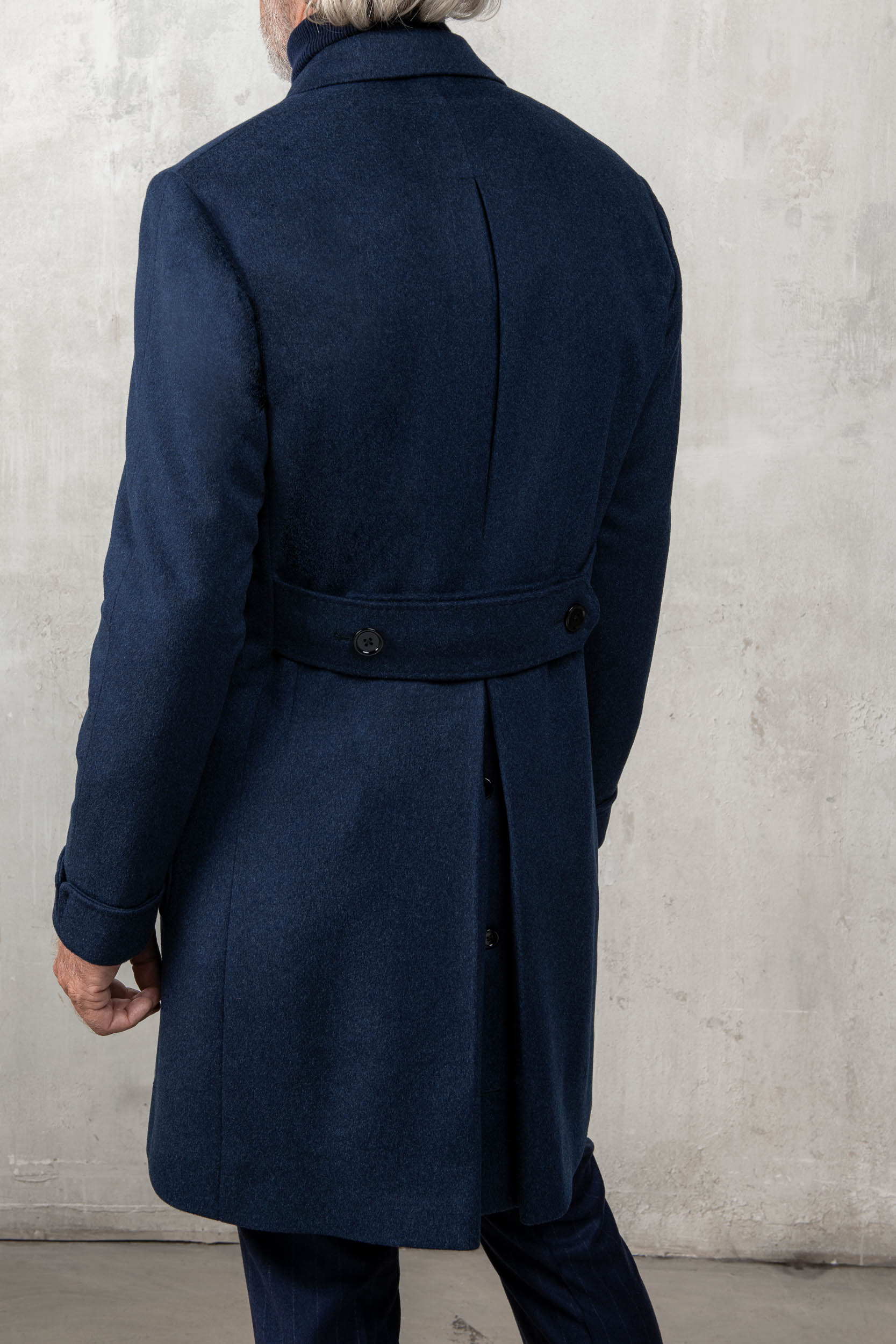 Manteau Polo Bleu en laine Loro Piana – Made in Italy