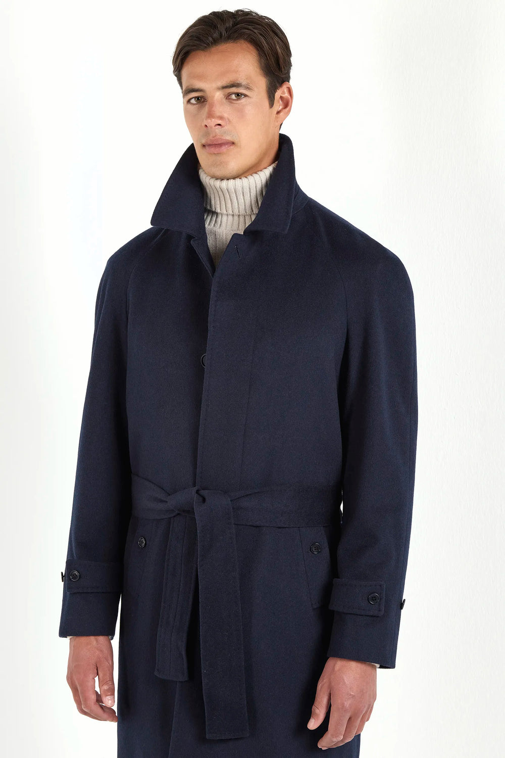 Blue Raglan coat in Loro Piana wool | Made in Italy | Pini Parma Blue Raglan coat in Loro Piana wool | Made in Italy | Pini Parma