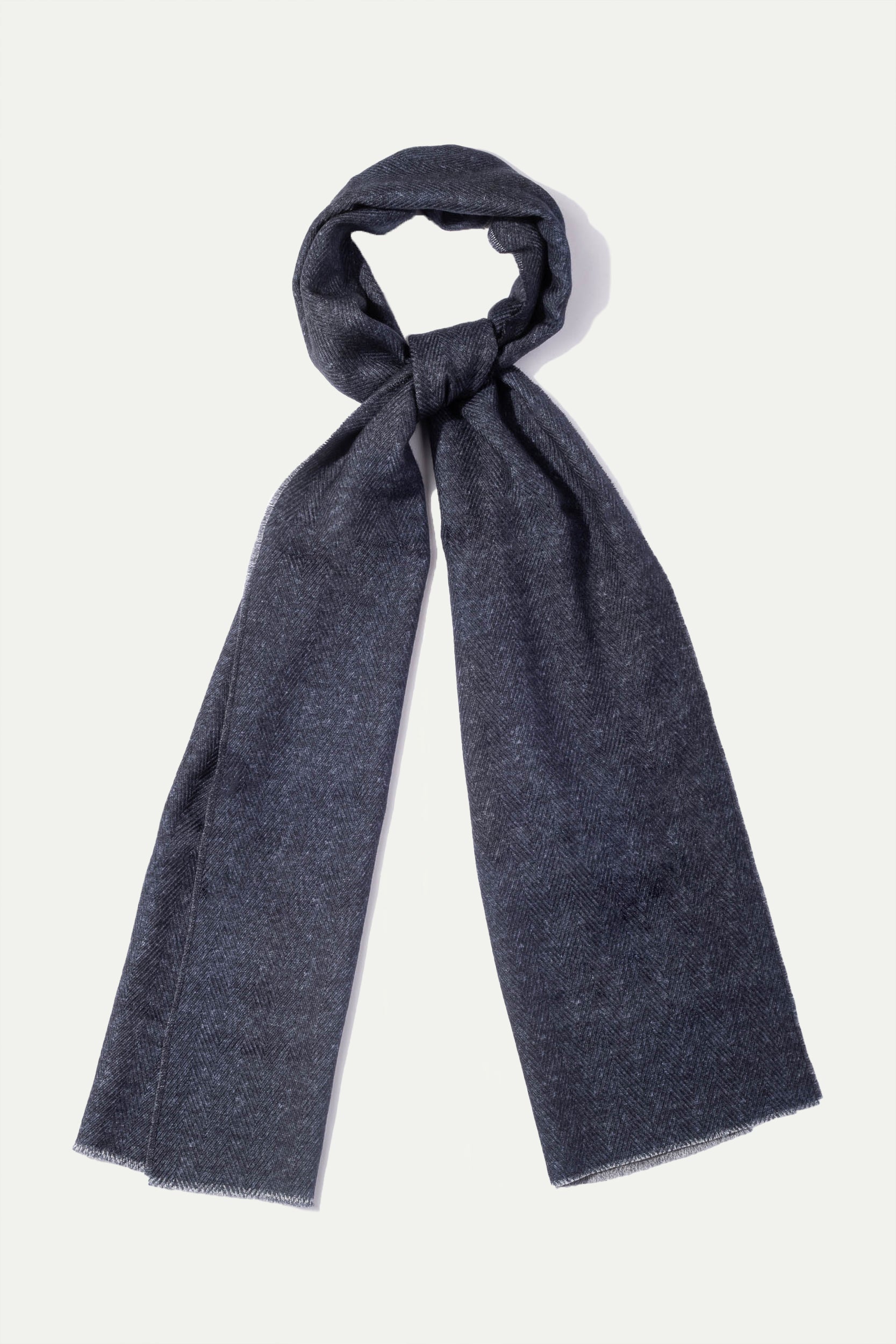 Blue and grey reversible herringbone scarf - Made in Italy
