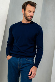 Blue cashmere round neck – Made in italy