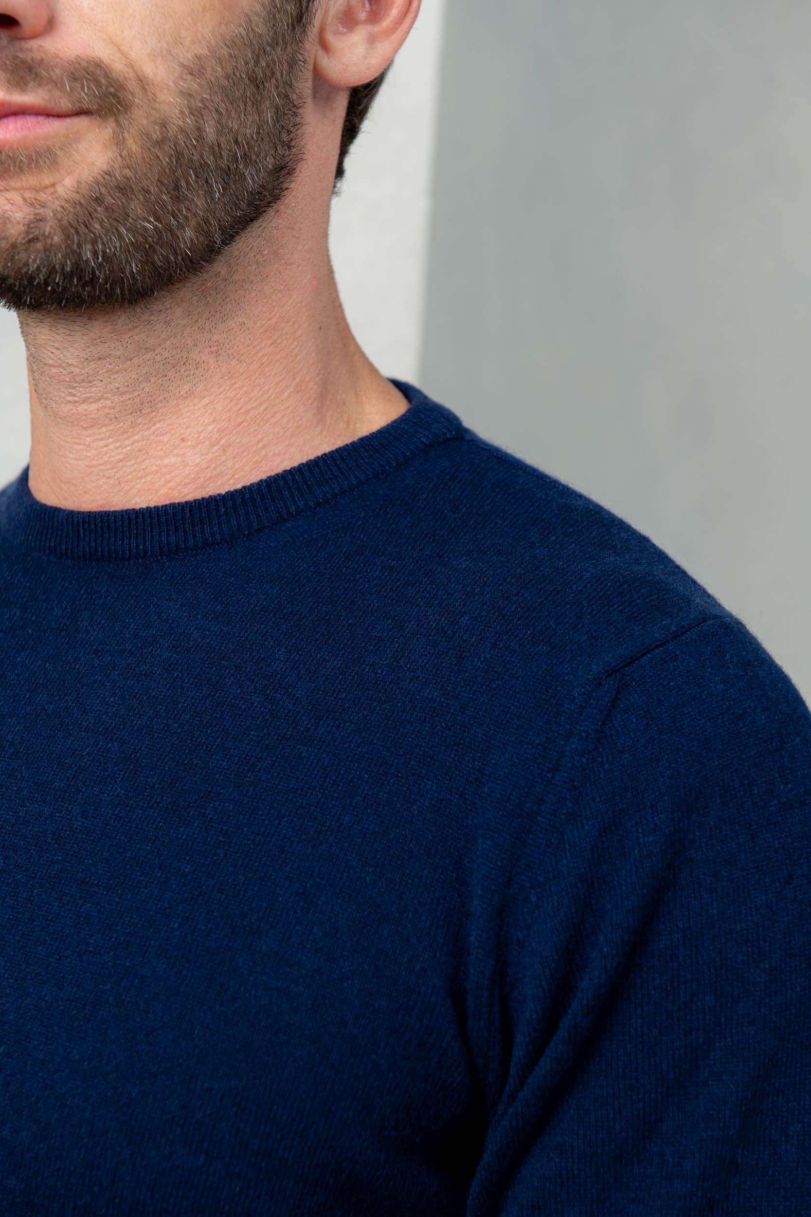 Blue cashmere round neck – Made in italy