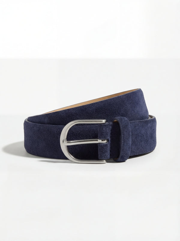 men pini parma blue suede belt made in italy in 100% leather 
