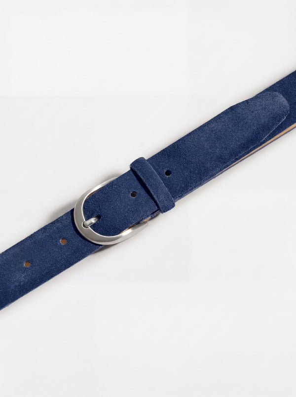 men pini parma blue suede belt made in italy in 100% leather 