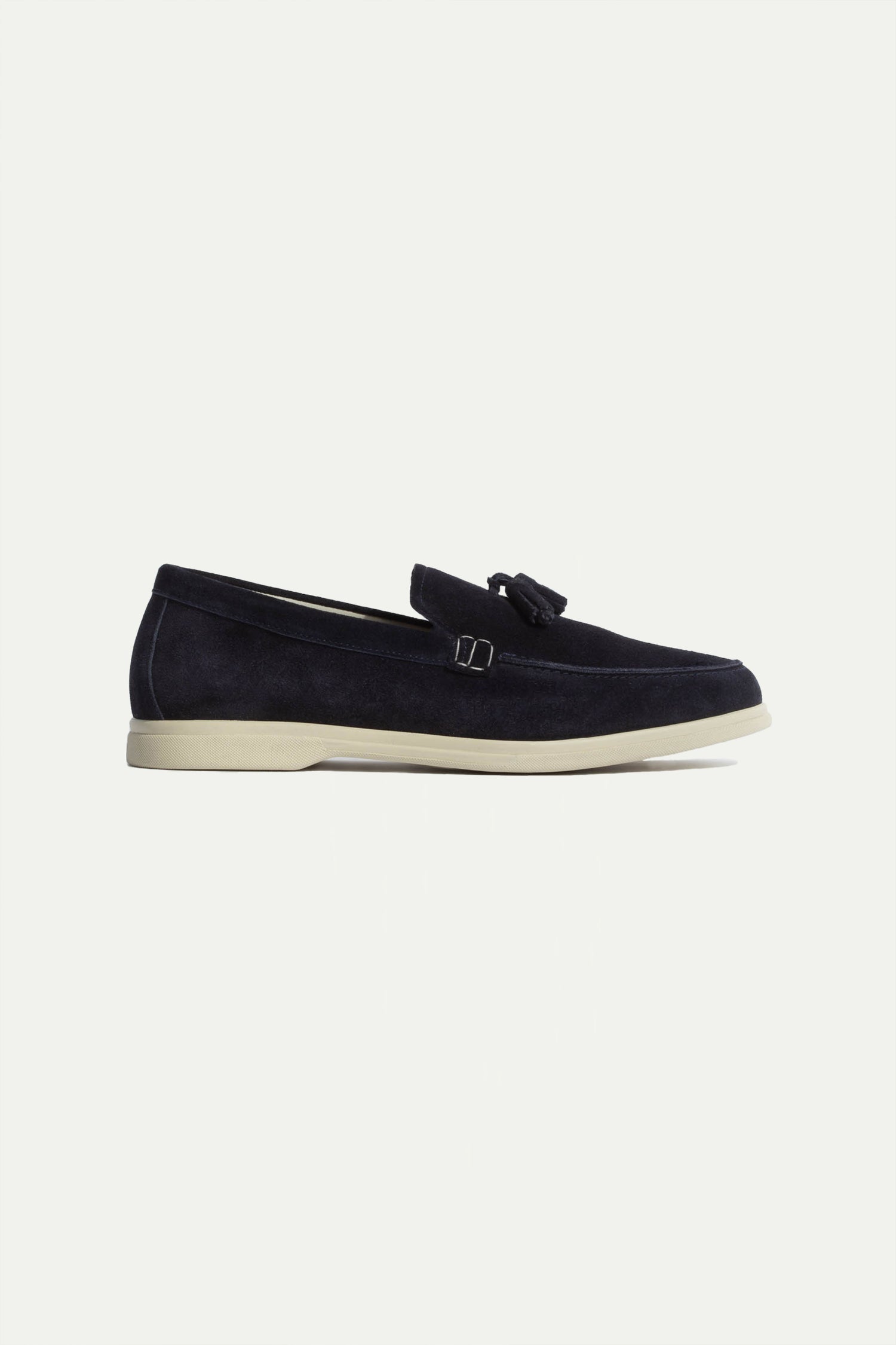 Mocassins à pampilles en daim bleu - Made in Italy