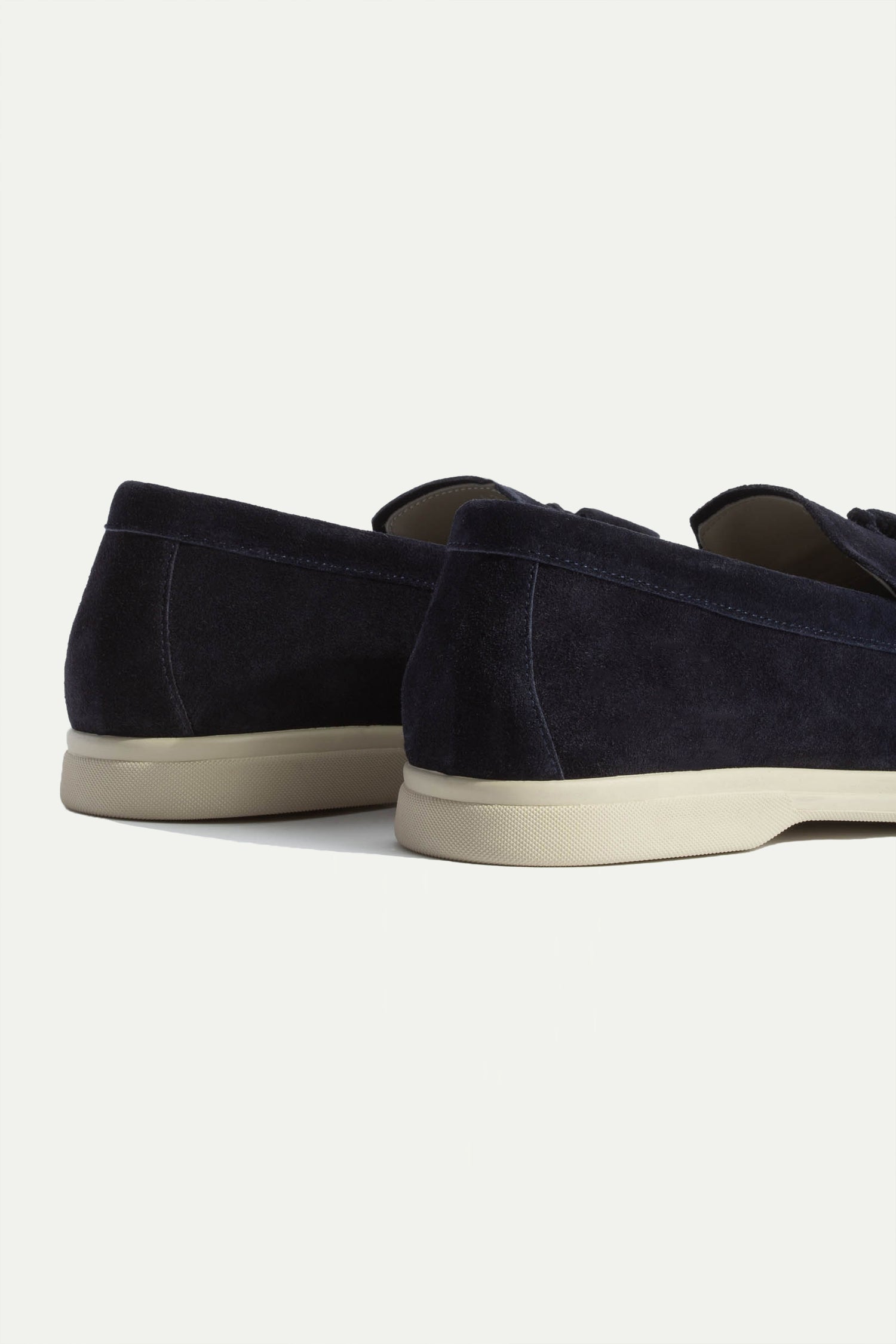 Mocassins à pampilles en daim bleu - Made in Italy