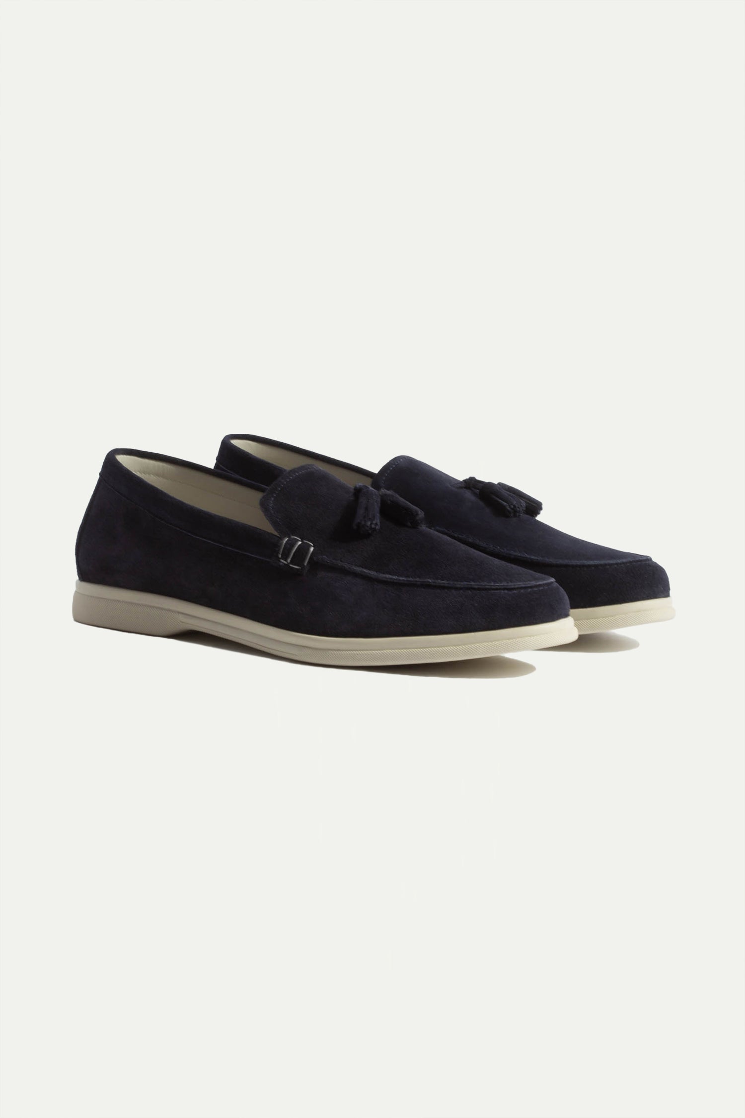 Mocassins à pampilles en daim bleu - Made in Italy