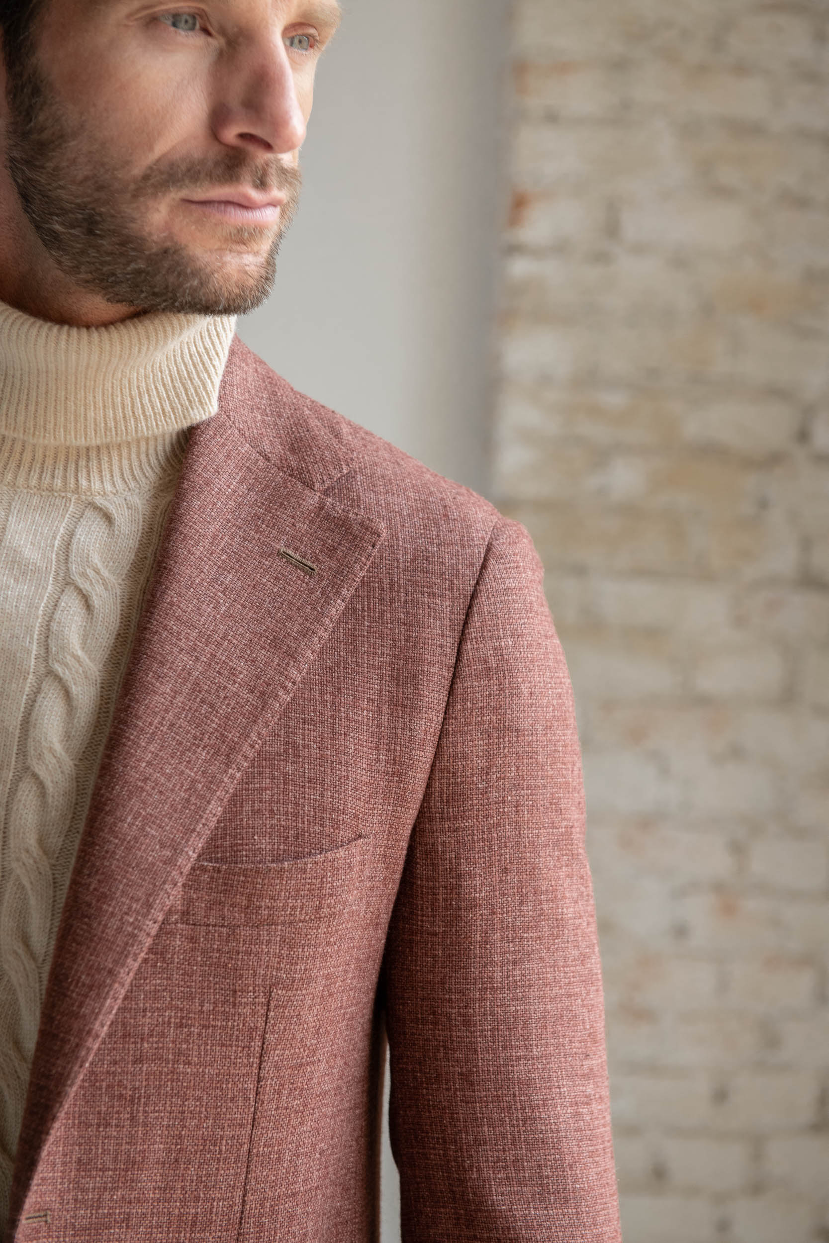 Brick jacket in wool, cotton and silk - Made in Italy