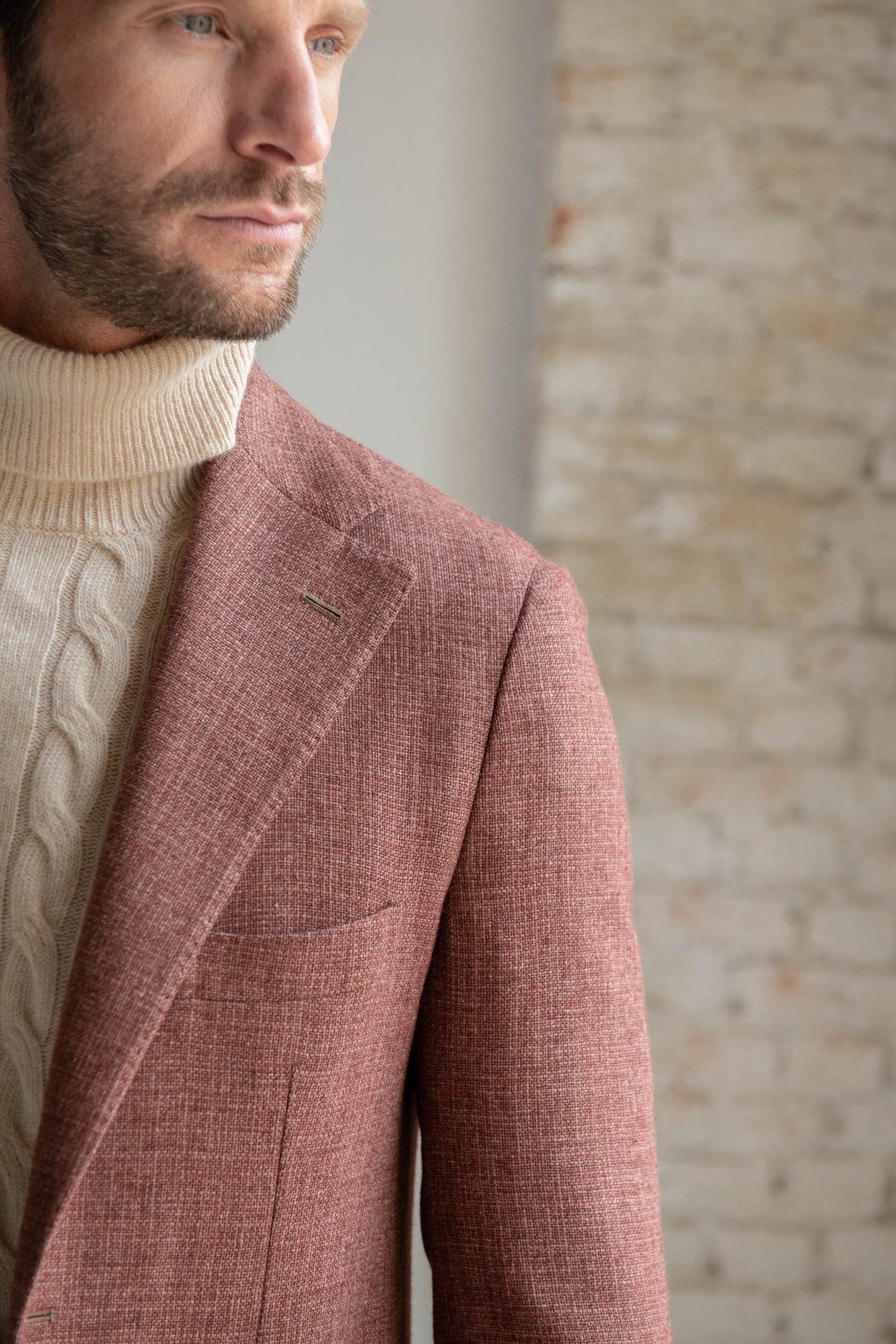 Giacca mattone in lana, cotone e seta - Made in Italy