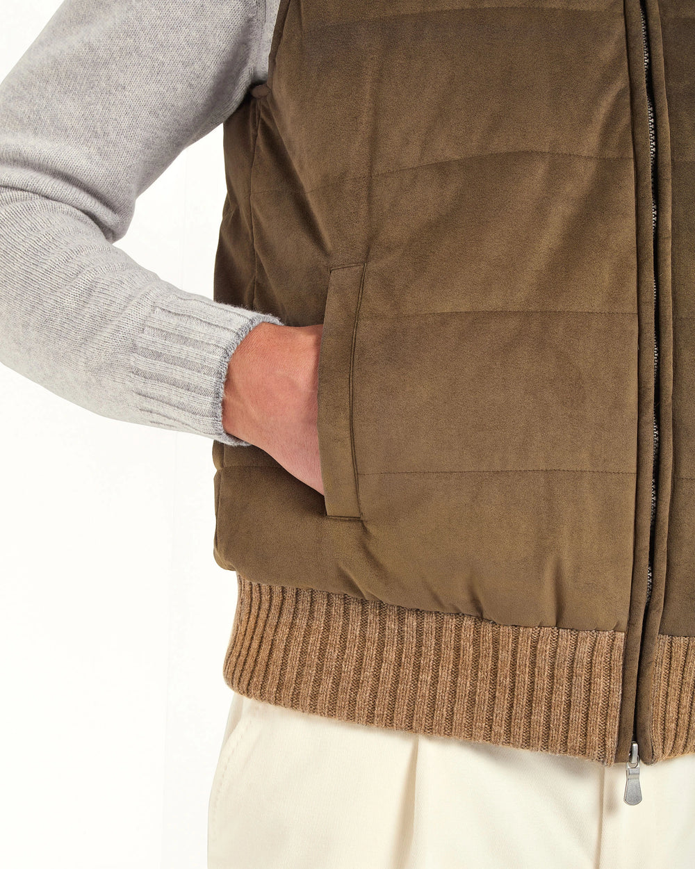 Gilet in alcantara marrone - Made in Italy