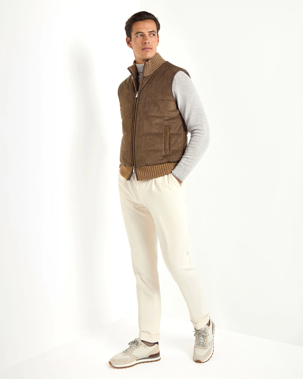Gilet in alcantara marrone - Made in Italy